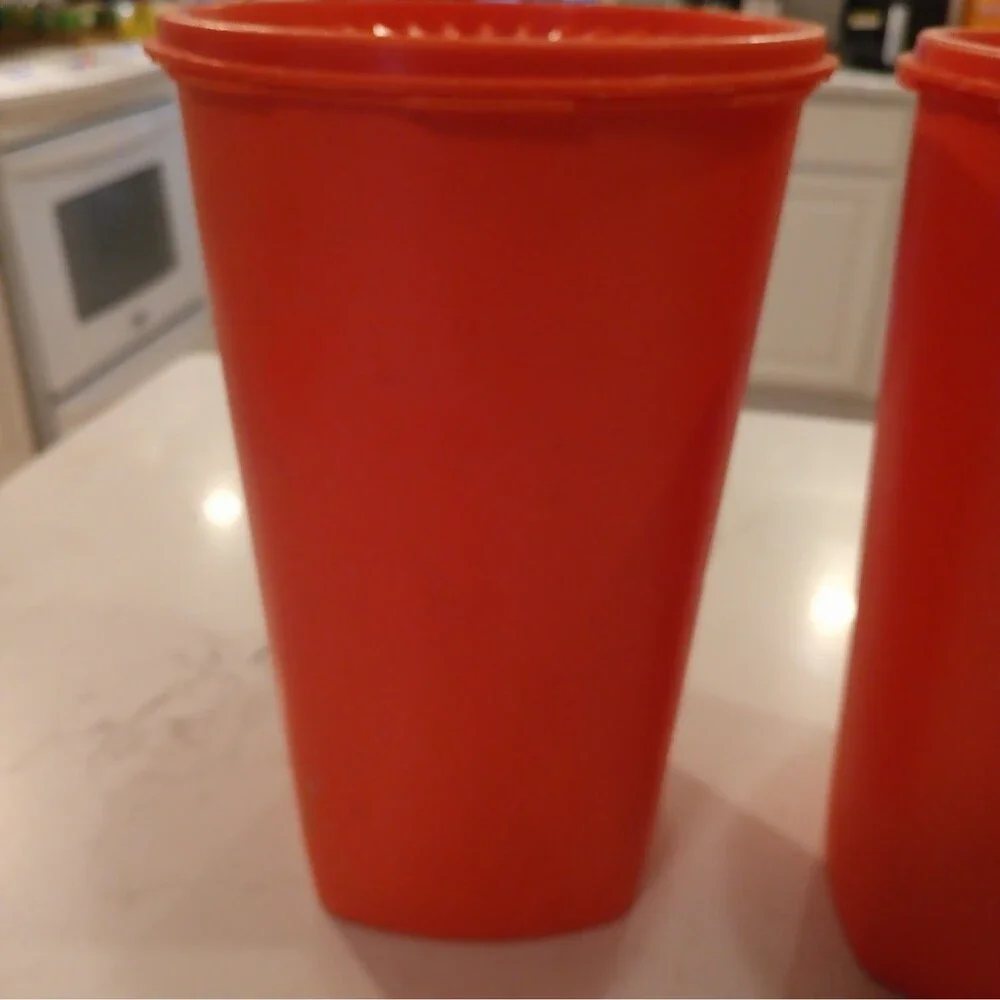 Set Of 2 Vintage Tupperware Large Servalier Canisters 10.5